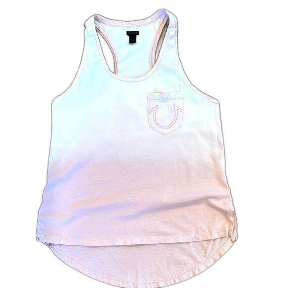 True Religion Pink Ombre Tank Top Big Stitch Hi Low Tank XS - Picture 1 of 8